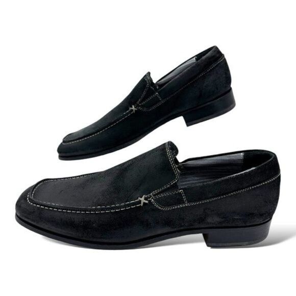 Gordon Rush Black Suede Slip-On Italian Loafer Striped Lining Work Casual Sz 11‎ main image 4